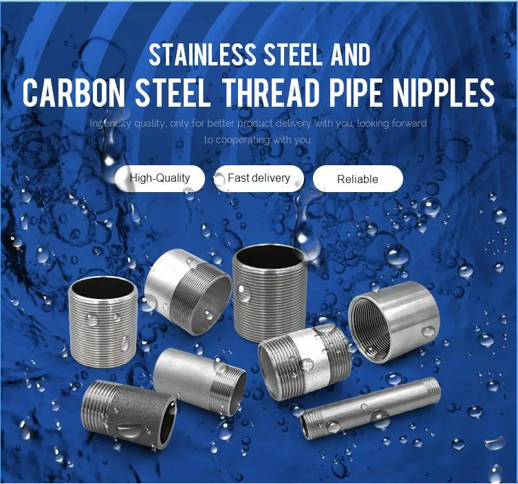 Factory Price Carbon Steel Galvanized Customsize Thread NPT Bsp 1/8-4&quot; Size Double Nipple for Water Oil