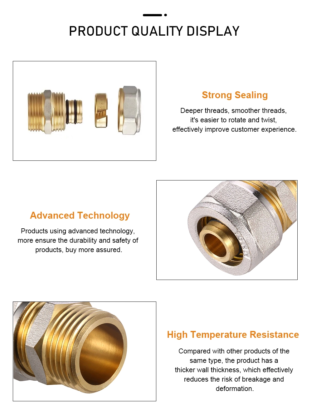 Straight Male Plumbing Screw Socket Coupling Pipe Fittings Pex Brass Compression Fitting