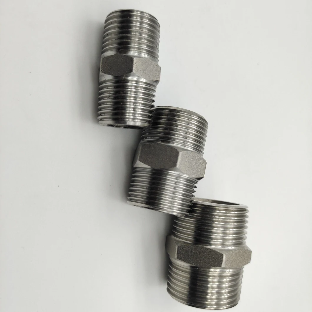 Zg/NPT 1 Inch Stainless Steel Fitting Thread Hex Nipple OEM, NPT/BSPT Male Thread Connectors Hex Nipple